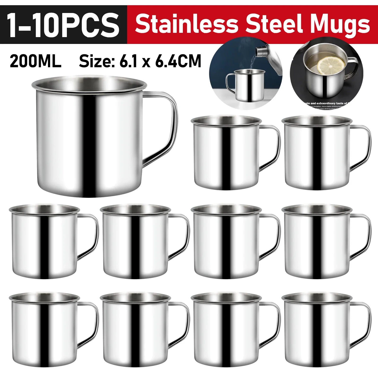 Stainless Steel Coffee Mugs Insulated Coffee & Tea Cup with Handles Shatterproof 200mL Metal Cup Mug Kitchen Accessories